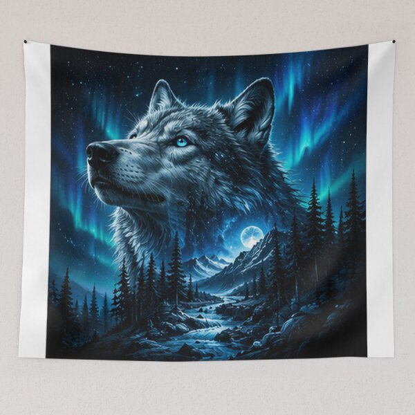 Item preview, Mystical Aurora Wolf Head designed and sold by HollowOakPrints.