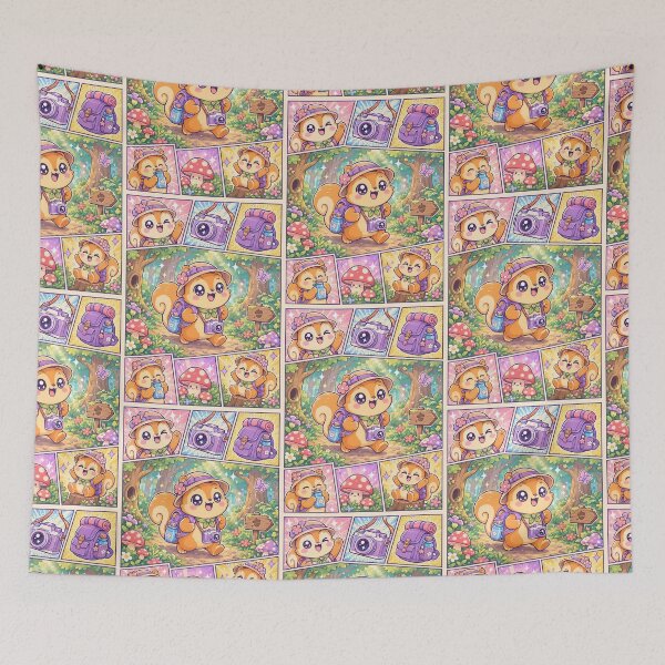 Item preview, Kawaii Squirrel Forest Explorer Comic Panel designed and sold by Gift Phrase Studio.