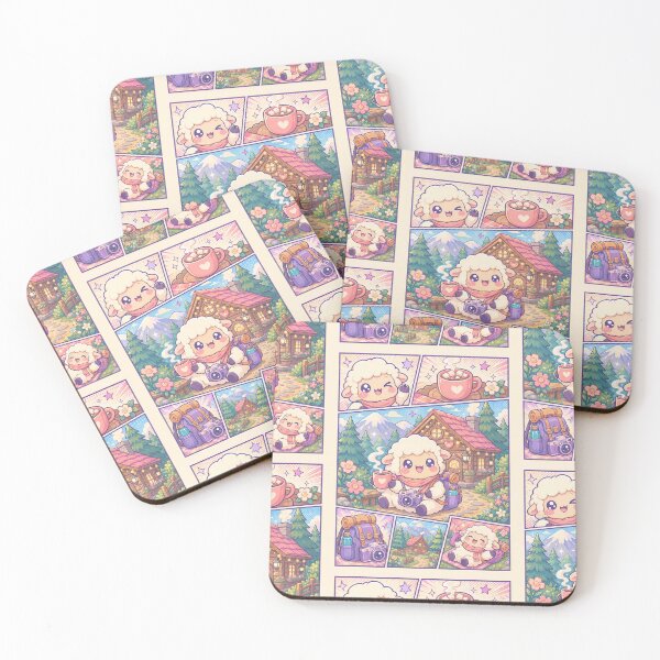 Item preview, Kawaii Sheep Cozy Cabin Vacation Comic Panel designed and sold by Gift Phrase Studio.