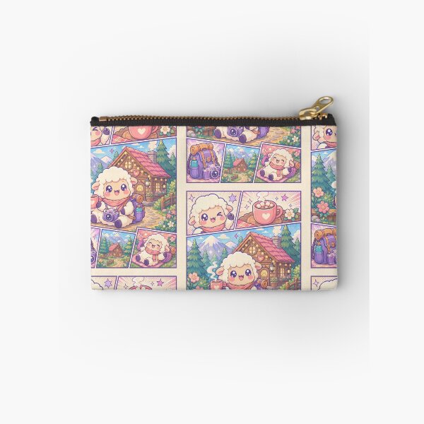 Item preview, Kawaii Sheep Cozy Cabin Vacation Comic Panel designed and sold by Gift Phrase Studio.