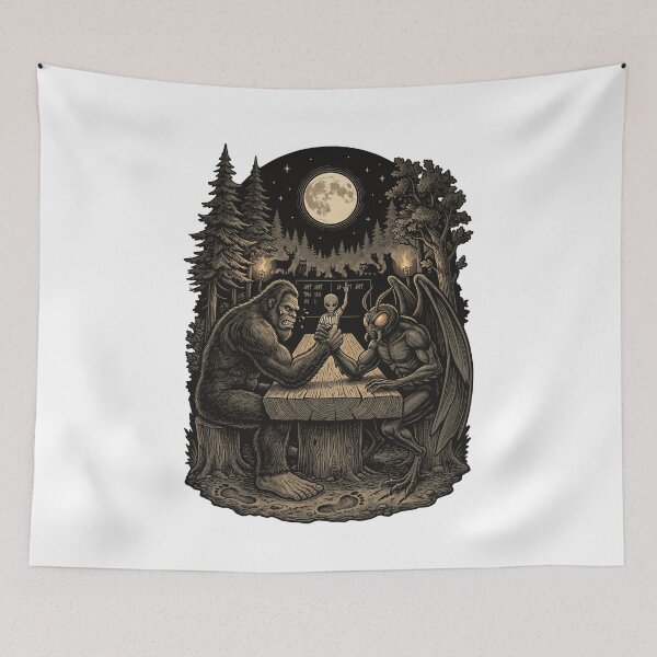 Item preview, Bigfoot vs Mothman Arm Wrestling Match designed and sold by Roy & Tiffany.