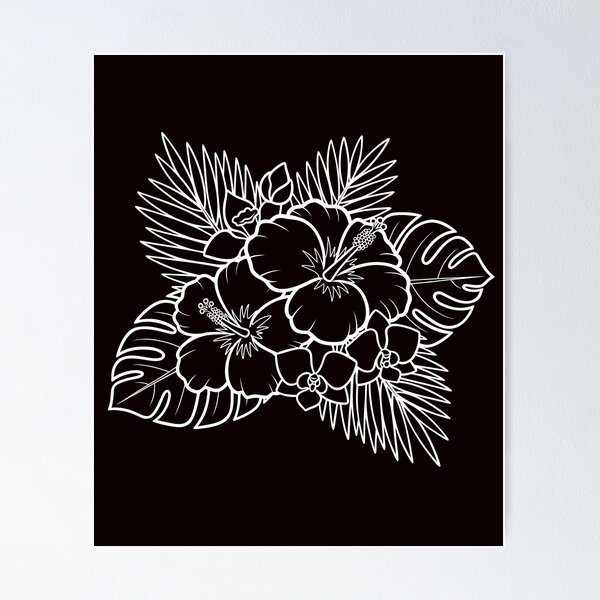 Item preview, Tropical Hibiscus Flowers Illustration designed and sold by ArtPer-design.