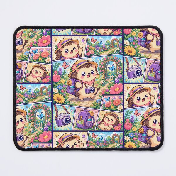 Item preview, Kawaii Hedgehog Floral Garden Explorer Comic Panel designed and sold by Magmashup.