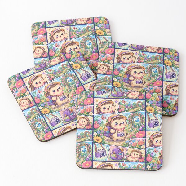 Item preview, Kawaii Hedgehog Floral Garden Explorer Comic Panel designed and sold by Gift Phrase Studio.
