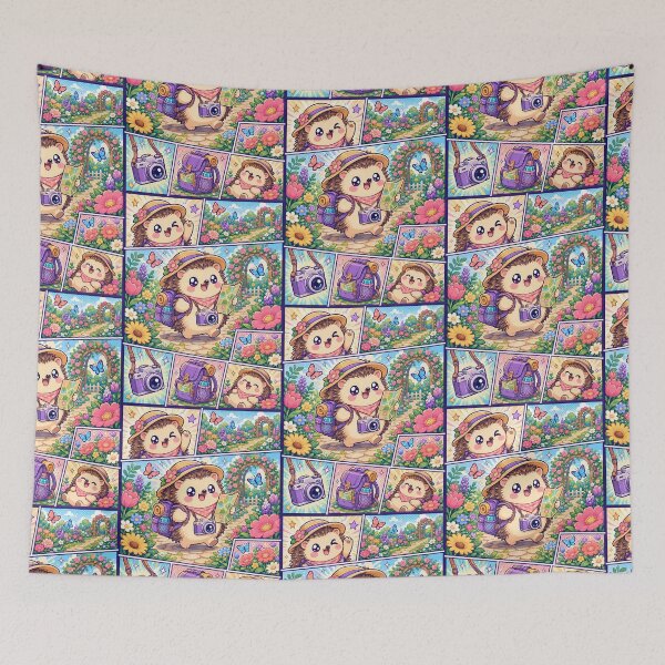Item preview, Kawaii Hedgehog Floral Garden Explorer Comic Panel designed and sold by Gift Phrase Studio.
