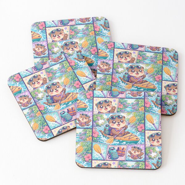 Item preview, Kawaii Otter Tropical River Adventure Comic Panel designed and sold by Gift Phrase Studio.