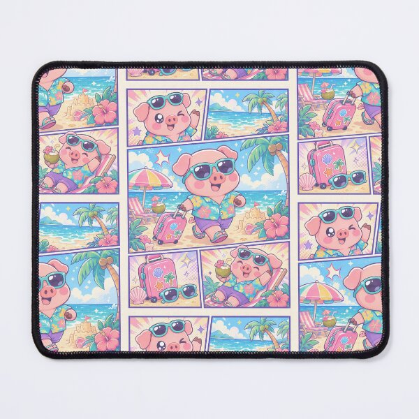 Item preview, Kawaii Pig Beach Vacation Comic Panel designed and sold by Magmashup.