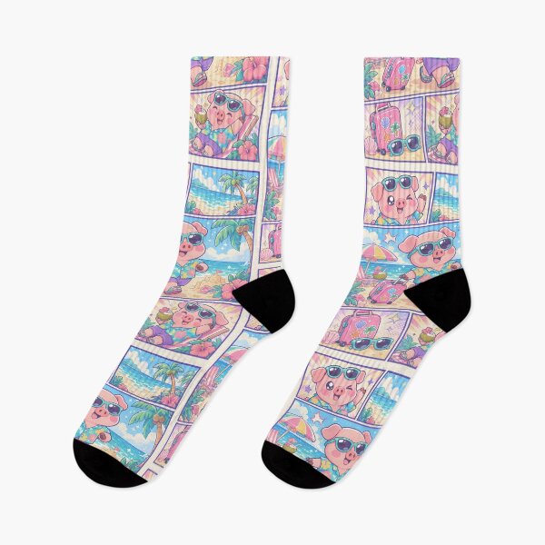 Item preview, Kawaii Pig Beach Vacation Comic Panel designed and sold by Gift Phrase Studio.