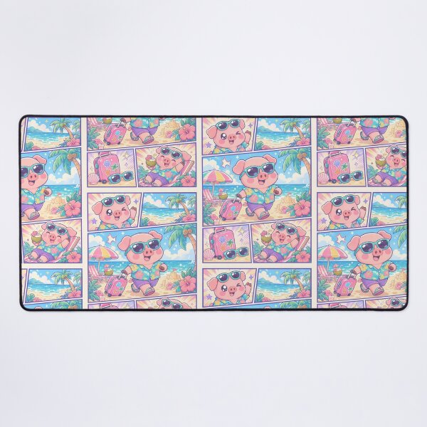 Item preview, Kawaii Pig Beach Vacation Comic Panel designed and sold by Gift Phrase Studio.