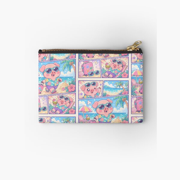 Item preview, Kawaii Pig Beach Vacation Comic Panel designed and sold by Gift Phrase Studio.