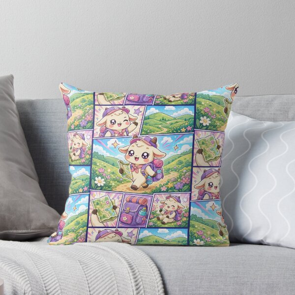 Item preview, Kawaii Baby Goat Green Hills Hiking Comic Panel designed and sold by Gift Phrase Studio.