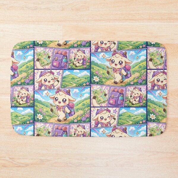 Item preview, Kawaii Baby Goat Green Hills Hiking Comic Panel designed and sold by Gift Phrase Studio.