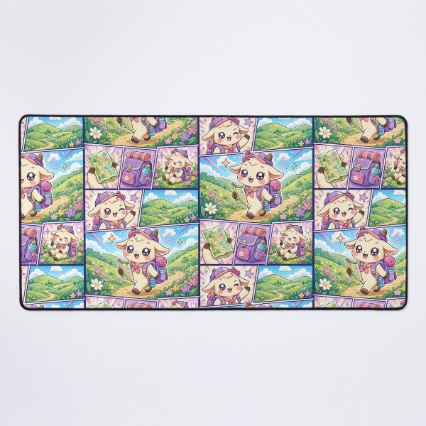 Item preview, Kawaii Baby Goat Green Hills Hiking Comic Panel designed and sold by Gift Phrase Studio.