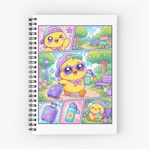 Item preview, Kawaii Chick Summer Park Traveler Comic Panel designed and sold by Gift Phrase Studio.