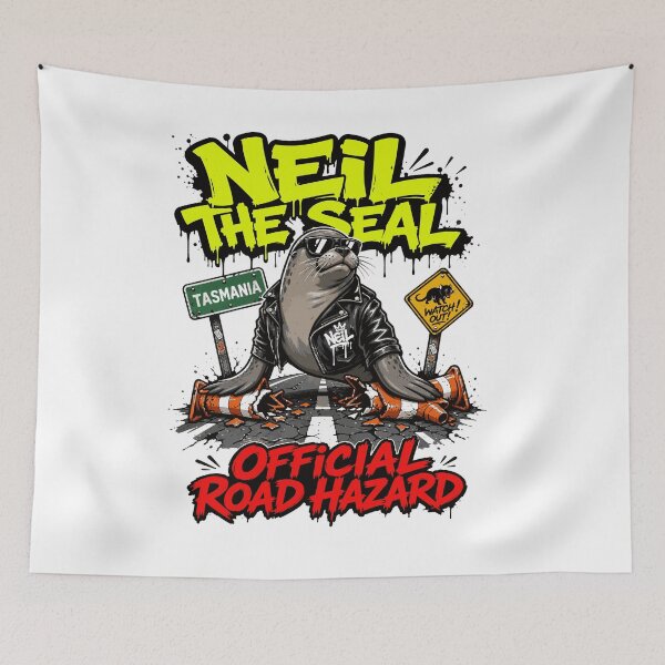 Item preview, Neil the Seal Official Road Hazard Tasmania Street Art Meme designed and sold by Uglyandcute.