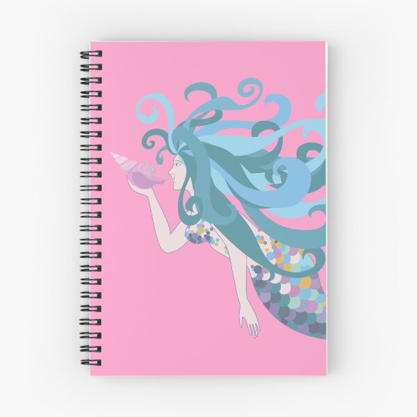 Item preview, A colorful mermaid blows into a conch shell designed and sold by Tana&tanuc.