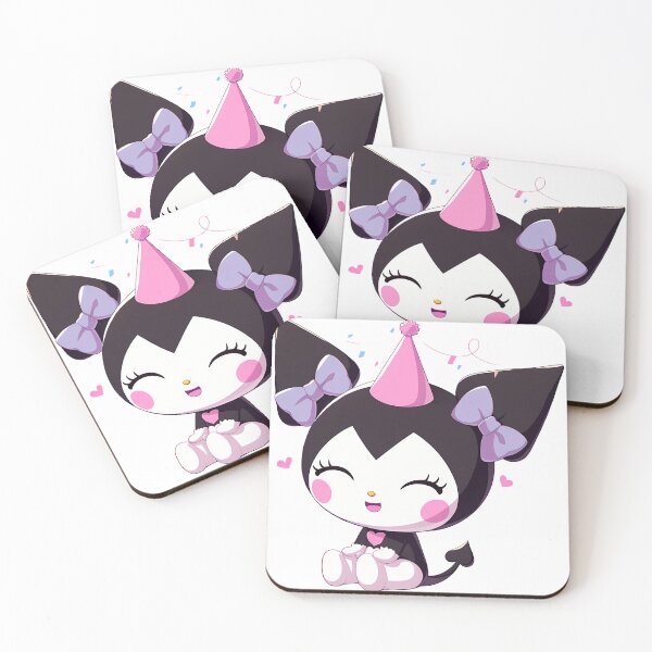 Item preview, Kuromi Fanart Celebrating Birthday with Pink Party Hat designed and sold by Lilith.3x313 Vault.