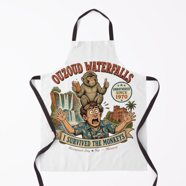 Item preview, Ouzoud Waterfalls Funny Morocco Monkey I Survived Gift designed and sold by CozyPanicStudio.