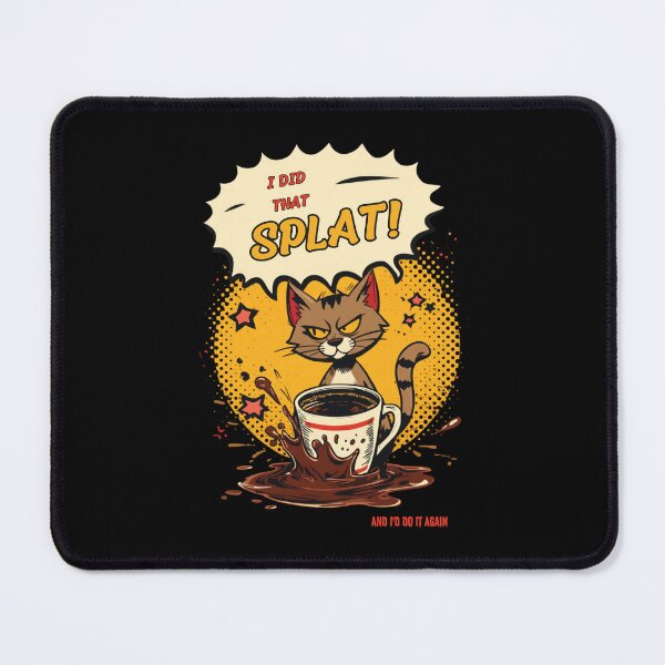 Item preview, I Did That Cat Comic Pop Art Retro Coffee Ironic Design on Black designed and sold by The Fine Print by BassAddict.