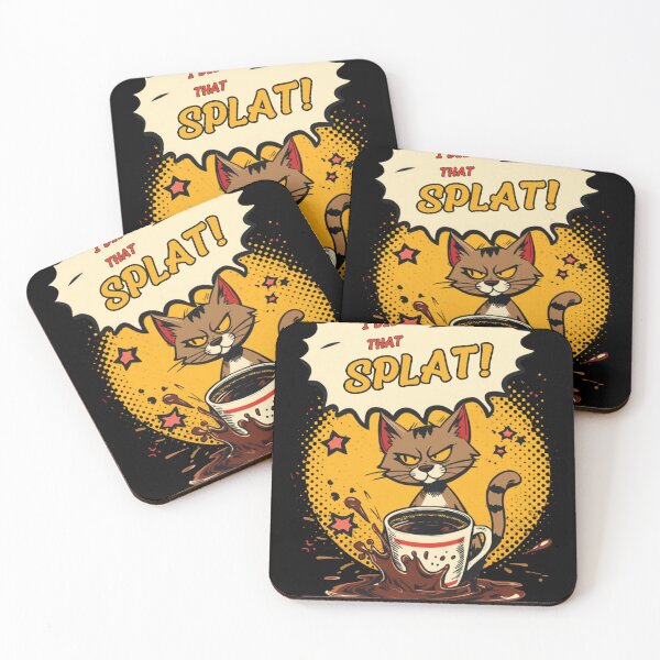 Item preview, I Did That Cat Comic Pop Art Retro Coffee Ironic Design on Black designed and sold by The Fine Print by BassAddict.