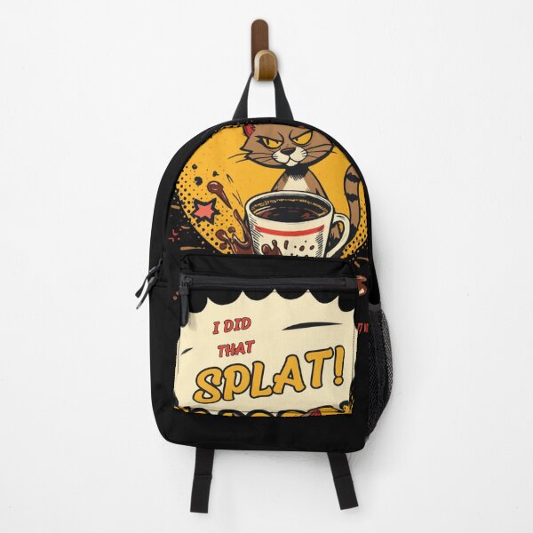 Item preview, I Did That Cat Comic Pop Art Retro Coffee Ironic Design on Black designed and sold by The Fine Print by BassAddict.