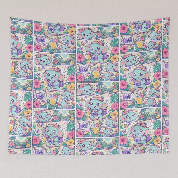 Item preview, Kawaii Elephant Tropical Garden Traveler designed and sold by Gift Phrase Studio.