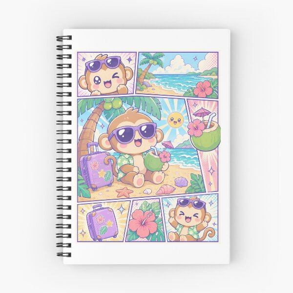 Item preview, Kawaii Monkey Beach Vacation with Coconut designed and sold by Gift Phrase Studio.