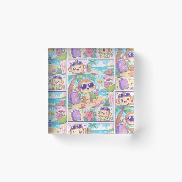 Item preview, Kawaii Monkey Beach Vacation with Coconut designed and sold by Gift Phrase Studio.