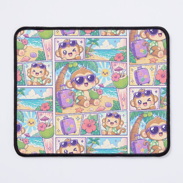 Item preview, Kawaii Monkey Beach Vacation with Coconut designed and sold by Magmashup.