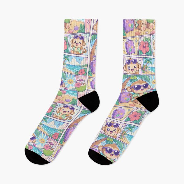 Item preview, Kawaii Monkey Beach Vacation with Coconut designed and sold by Gift Phrase Studio.