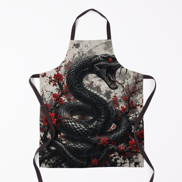 Item preview, Mystic Black Snake Coiled in Red Flowers designed and sold by HollowOakPrints.