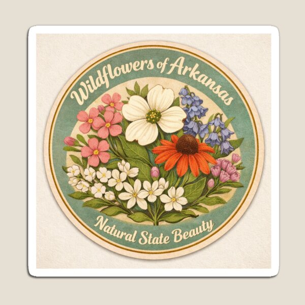 Item preview, Wildflowers of Arkansas – Vintage Botanical Badge designed and sold by SachaMuru.