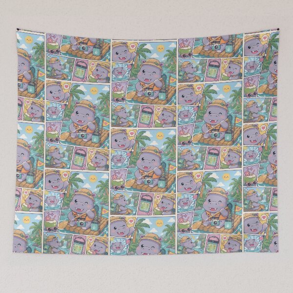 Item preview, Kawaii Hippo Tropical Resort Traveler designed and sold by Gift Phrase Studio.