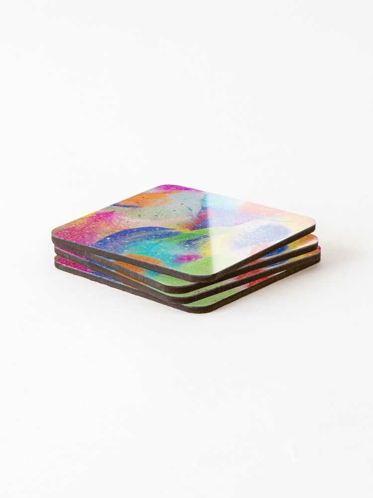 Thumbnail 4 of 5, Coasters (Set of 4), Colorful Abstract Splash Pattern designed and sold by behappyandrelax.