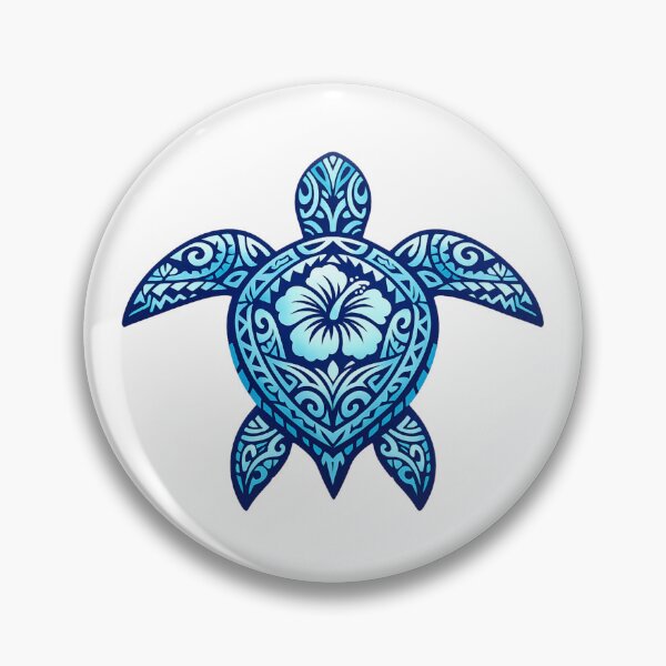 Item preview, Blue Polynesian Sea Turtle – Hibiscus Flower designed and sold by OTSC.