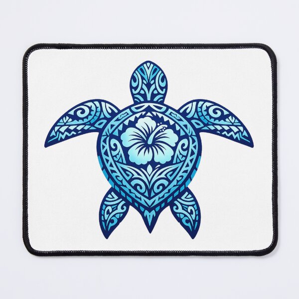 Item preview, Blue Polynesian Sea Turtle – Hibiscus Flower designed and sold by OTSC.