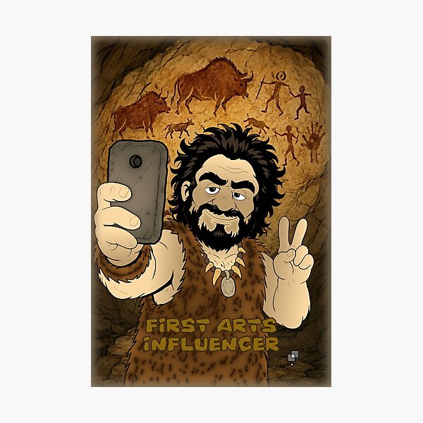 Item preview, First Arts Influencer - Caveman Selfie Cartoon Parody designed and sold by Montoya91.