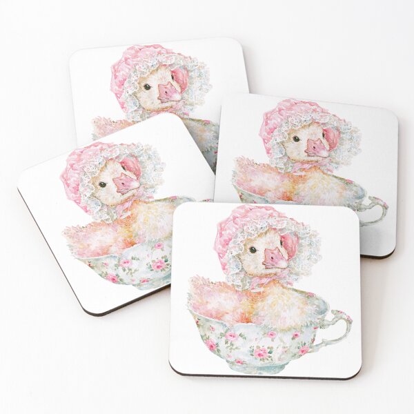 Item preview, Cute Duckling in Vintage Floral Teacup | Watercolor Cottagecore Duck designed and sold by bubulaladesigns.