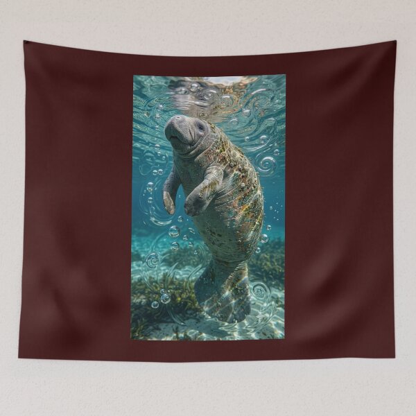 Item preview, Underwater Manatee Whirlpool Art designed and sold by  Color & Form.