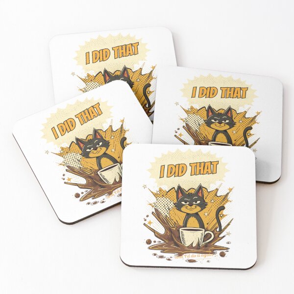 Item preview, Another of I Did That Cat Comic Pop Art Retro Coffee Ironic Design on White designed and sold by The Fine Print by BassAddict.