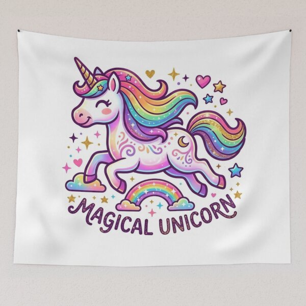 Item preview, Magical Rainbow Unicorn Cute Illustration designed and sold by ExploreAura Studio.