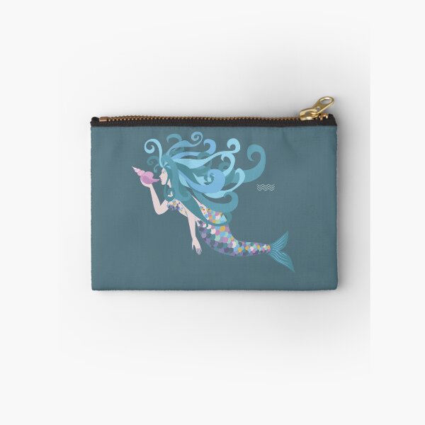 Item preview, A colorful mermaid blows into a conch shell designed and sold by Tana&tanuc.