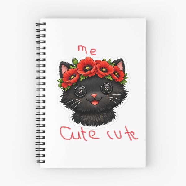 Item preview, Cute black kitten with button eyes and red poppies crown  designed and sold by wallartofmio.