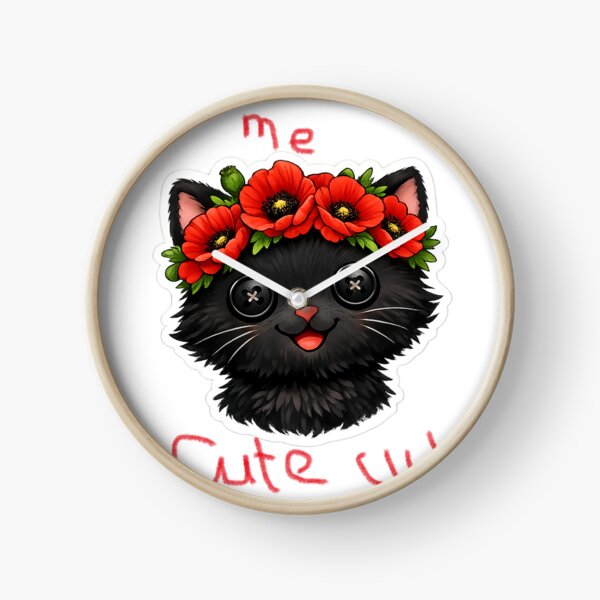 Item preview, Cute black kitten with button eyes and red poppies crown  designed and sold by wallartofmio.