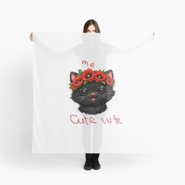 Item preview, Cute black kitten with button eyes and red poppies crown designed and sold by wallartofmio.
