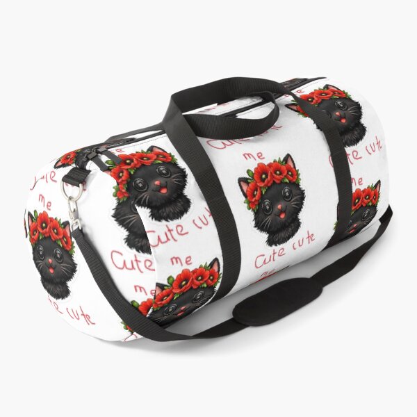 Item preview, Cute black kitten with button eyes and red poppies crown  designed and sold by wallartofmio.