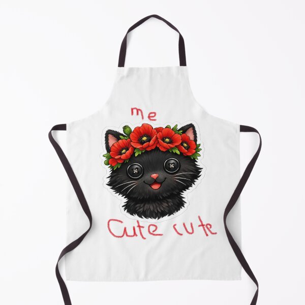 Item preview, Cute black kitten with button eyes and red poppies crown designed and sold by wallartofmio.