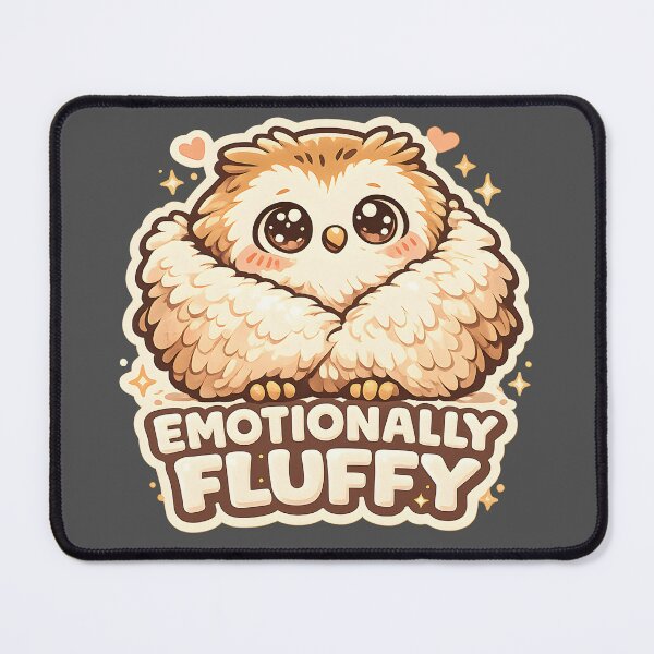Item preview, Emotionally Fluffy Cute Kawaii Owl Sticker  Cozy Baby Owl Typography Design for Animal Lovers designed and sold by  Artistry in Motion by MADsrecreation.