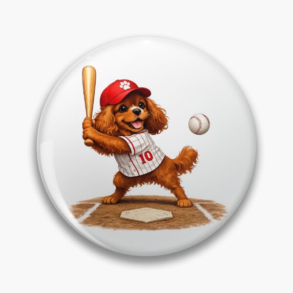 Item preview, Ruby Cavalier Playing Baseball designed and sold by SpottyRainbow.