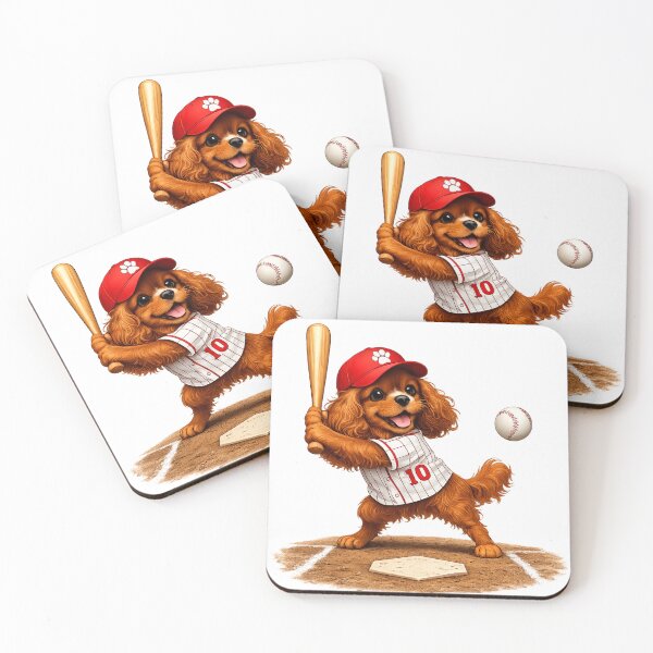 Item preview, Ruby Cavalier Playing Baseball designed and sold by SpottyRainbow.